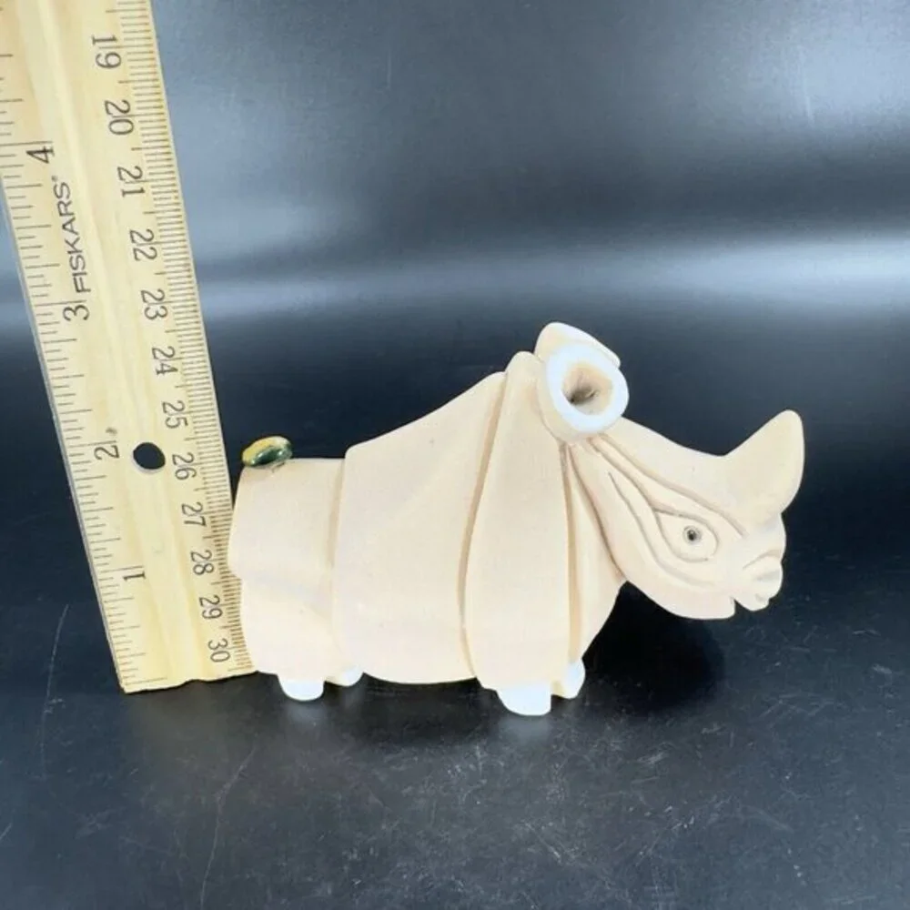 Artesania Rinconada Figurine Made In Uruguay Marked Whimsical Rhinoceroses Rhino
